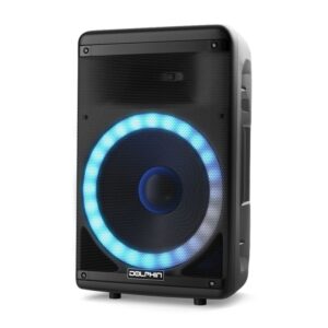 dolphin sp 1600rbt party speaker | 15" 3600w loud sound system w/led lights, includes microphone & remote
